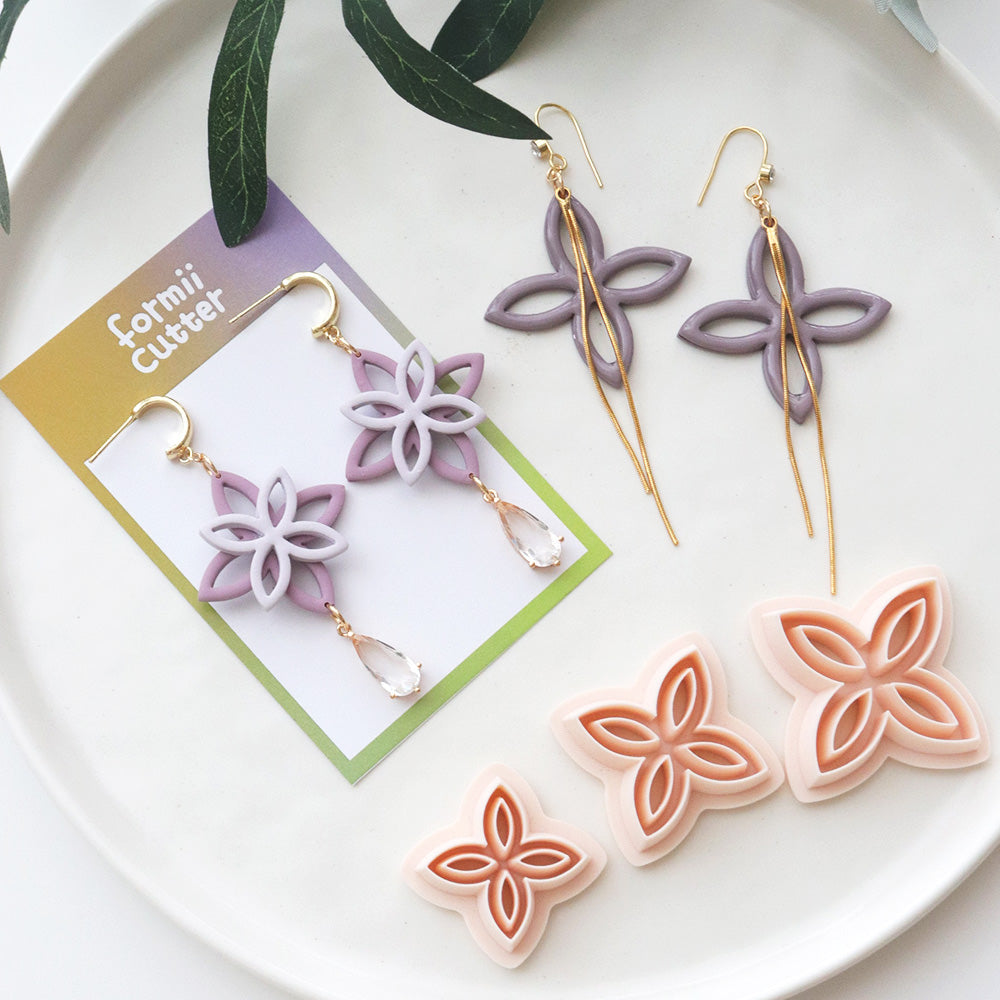 Polymer Clay Flower Cutter Set – Layered Petal Shape for Earrings Jewelry Making