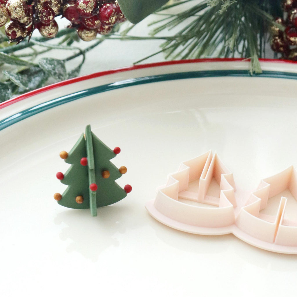 3D Christmas Tree Polymer Clay Cutter – Holiday Tree Mold for DIY Earrings and Ornaments