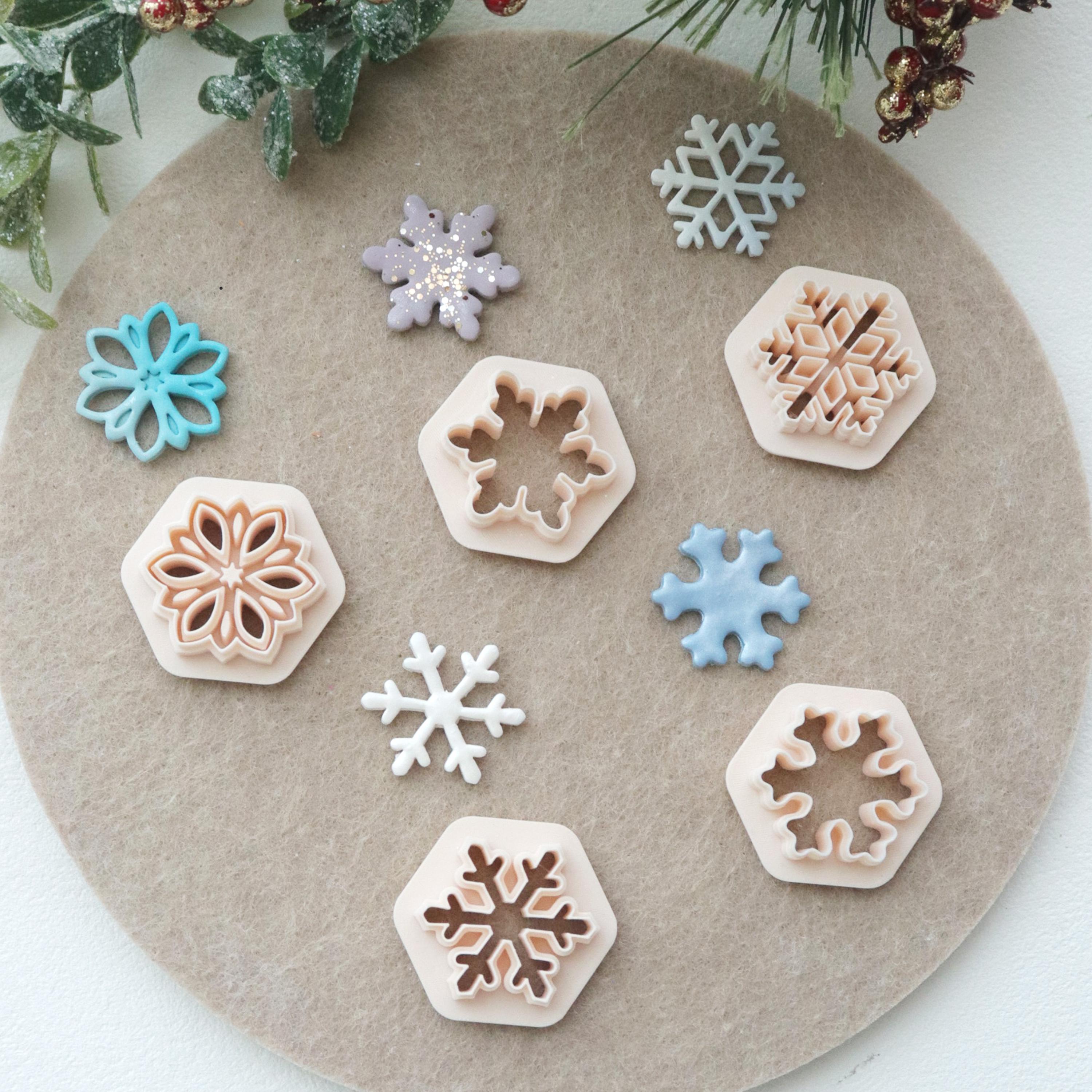 Snowflake Polymer Clay Cutter Set – Winter Christmas Clay Earring Mold for DIY Jewelry Making