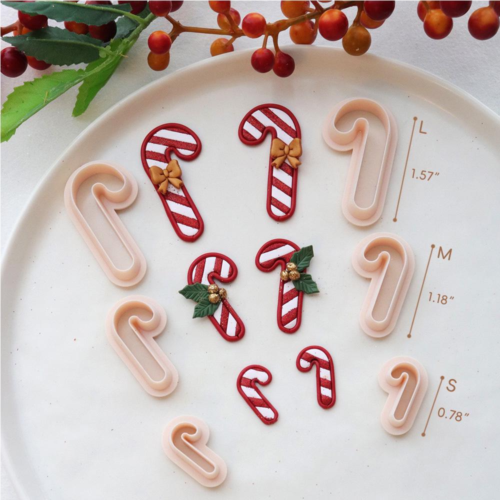 Candy Cane Polymer Clay Cutter – Christmas Clay Tool for Earrings, Charms & Holiday Crafts