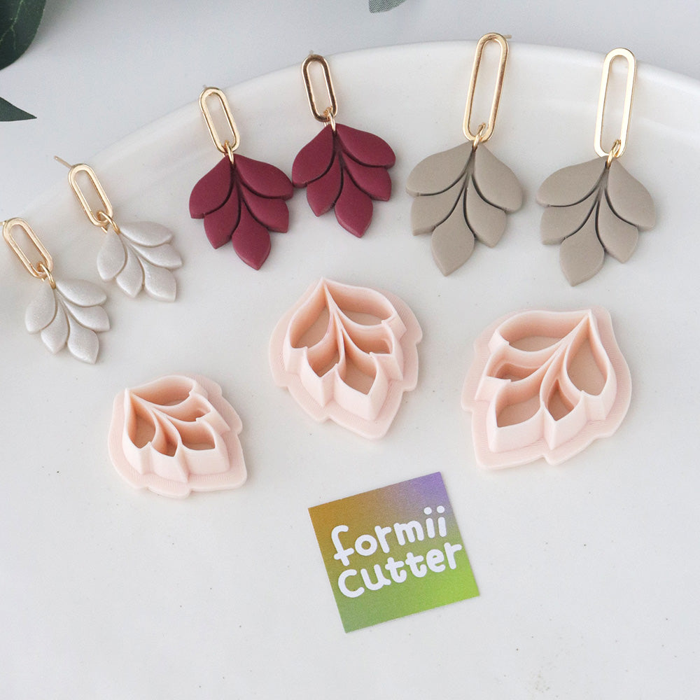Layered Leaf Polymer Clay Cutter Set Leaf Petal Shape Clay Tool for Earrings Jewelry Making