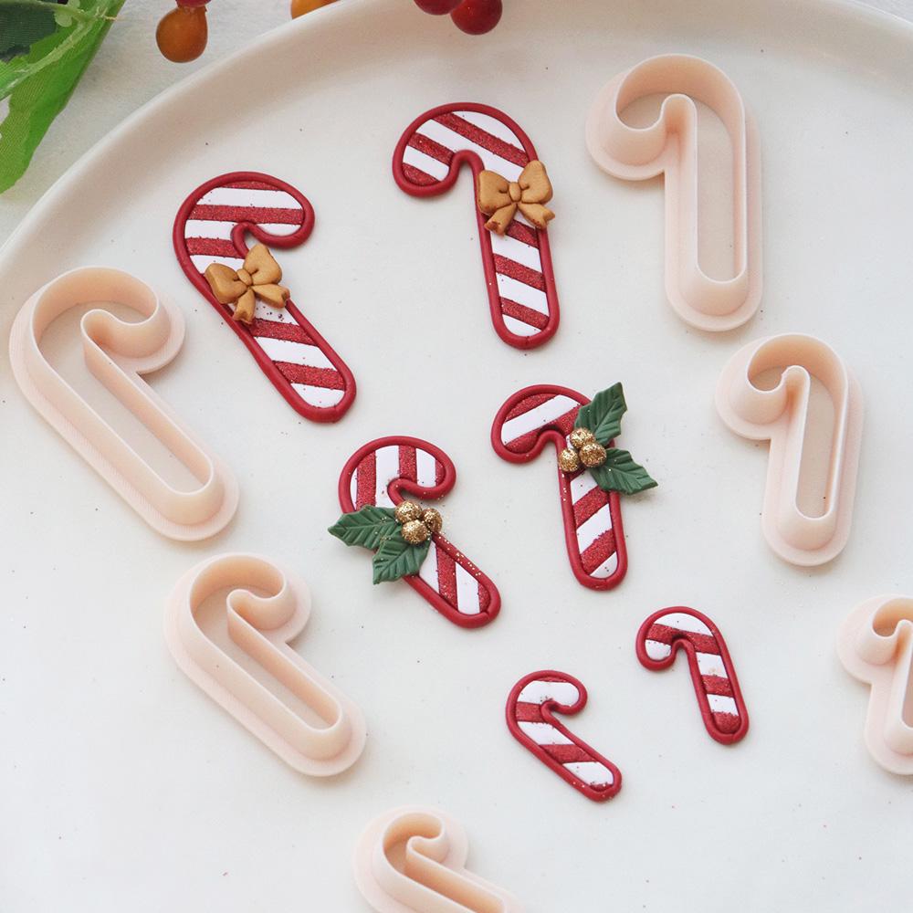 Candy Cane Polymer Clay Cutter – Christmas Clay Tool for Earrings, Charms & Holiday Crafts