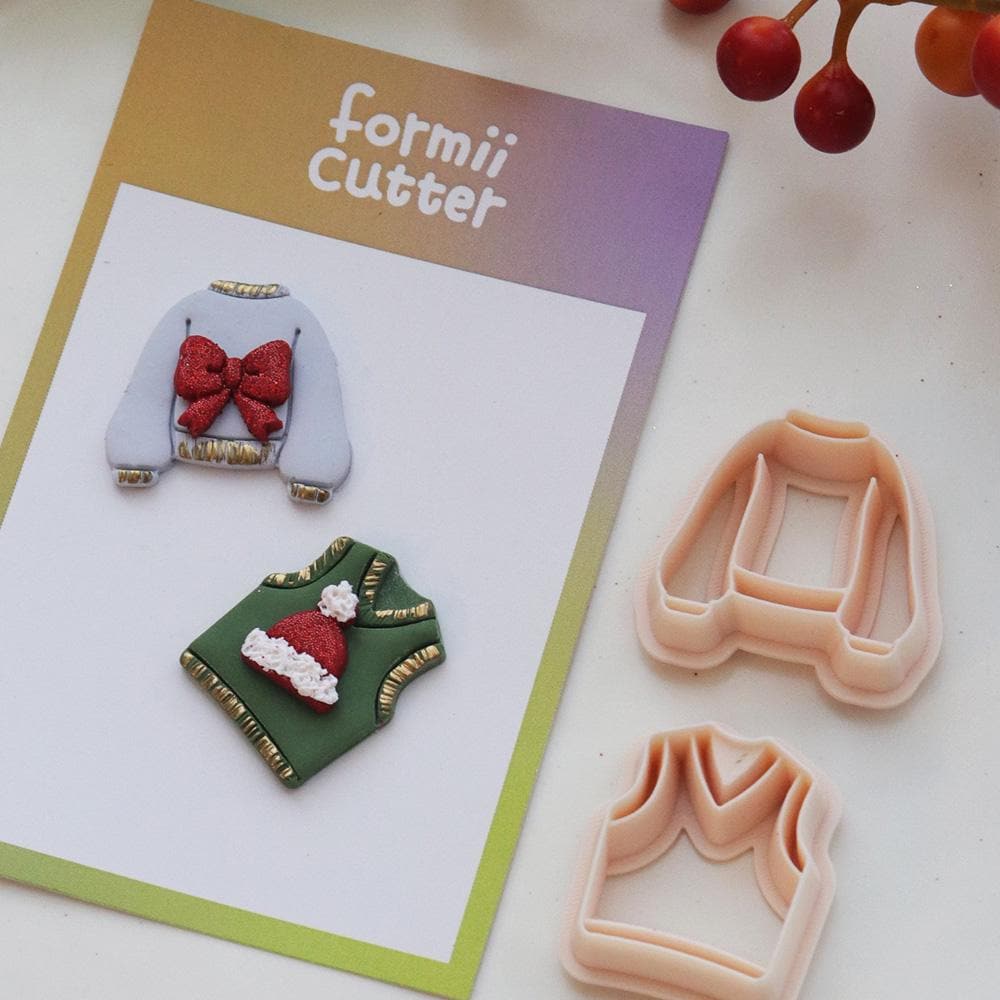 Christmas Sweater Polymer Clay Cutter – Holiday Vest Jumper Clay Tools for Earrings and Crafts