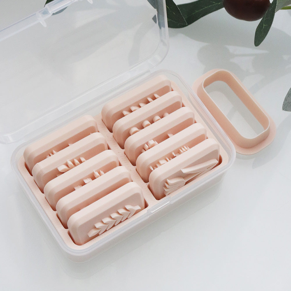 Floral Imprint Set – 10 Botanical Designs with Outer Shape Frame, Double-Sided Stamps, Compact Storage