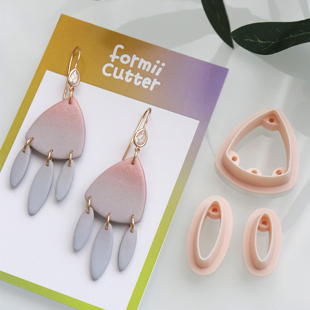 Drop Shape Polymer Clay Cutter Set with Hole Guides | Dangle Earring Cutter | Teardrop Clay Mold | Polymer Clay Tools