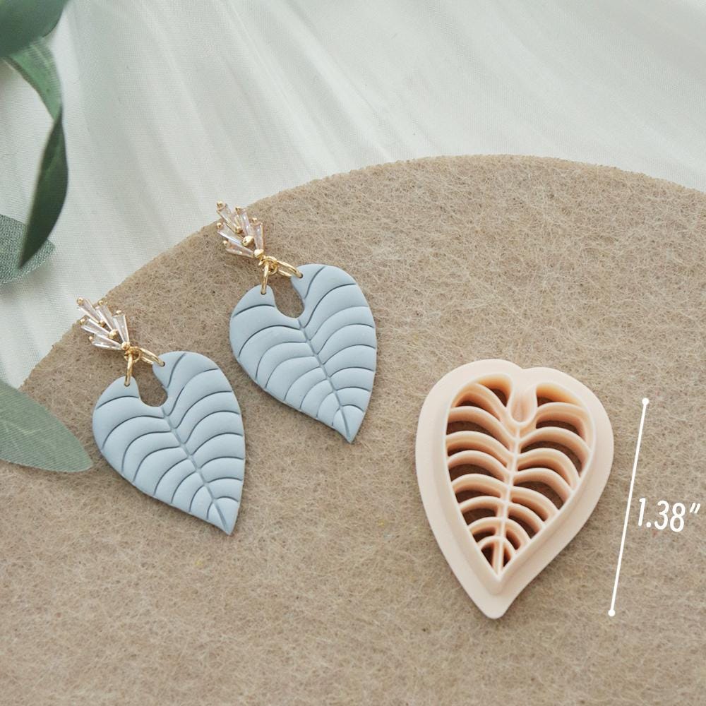 Heart Leaf Clay Cutter Set | Tropical Plant Mold for Polymer Clay Jewelry & Art