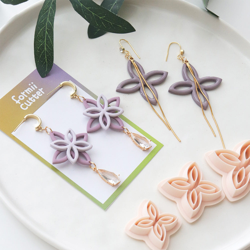 Polymer Clay Flower Cutter Set – Layered Petal Shape for Earrings Jewelry Making