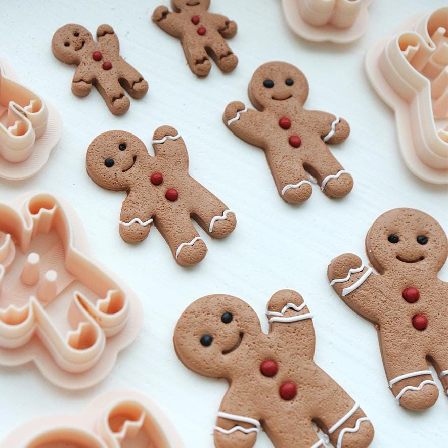 Gingerbread Man Polymer Clay Cutter Set for Christmas Earrings and Holiday Jewelry Making