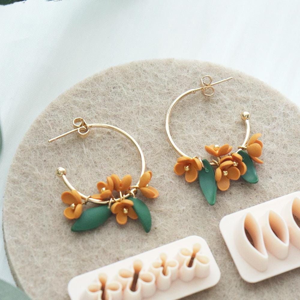 Flower and Leaf Clay Cutter Set | Polymer Clay Mold for Earrings, Charms & DIY Crafts