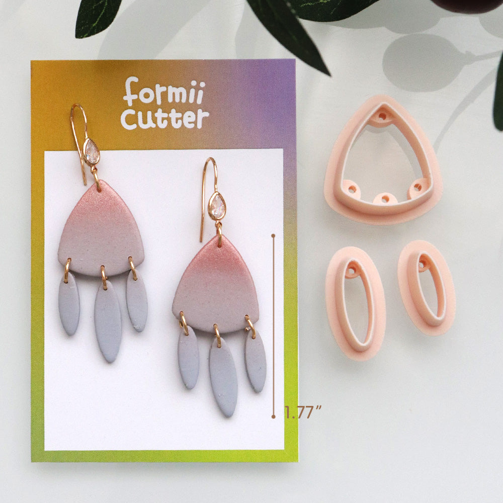 Drop Shape Polymer Clay Cutter Set with Hole Guides | Dangle Earring Cutter | Teardrop Clay Mold | Polymer Clay Tools