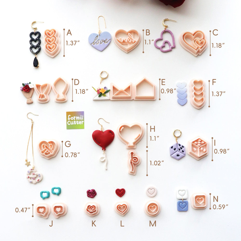 Valentine Polymer Clay Cutter Set Heart Love Shapes Jewelry Making Tool