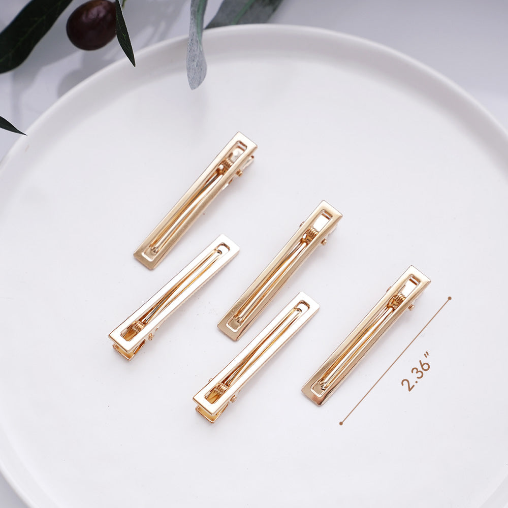 Gold Wide Barrette Hair Clip Blanks