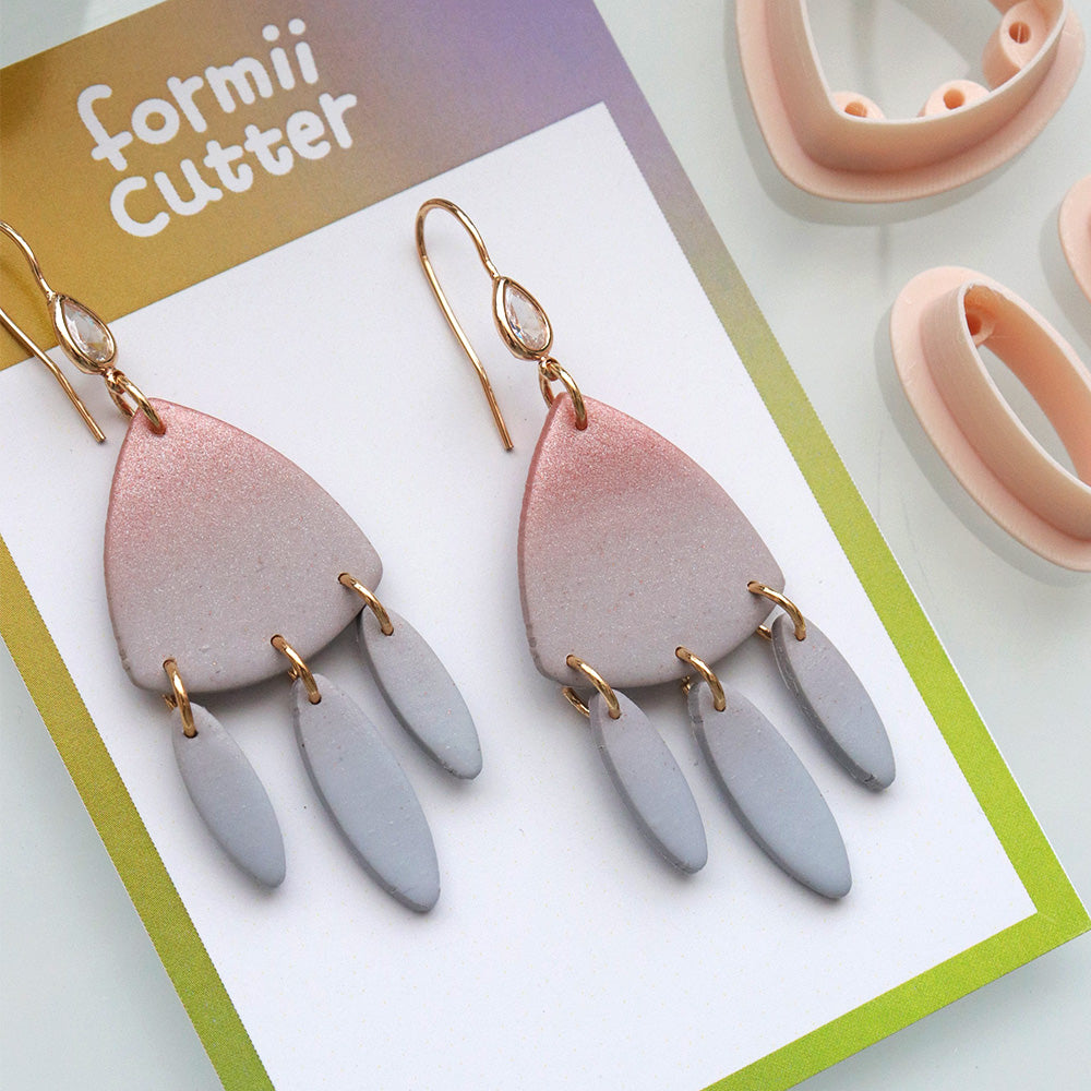 Drop Shape Polymer Clay Cutter Set with Hole Guides | Dangle Earring Cutter | Teardrop Clay Mold | Polymer Clay Tools