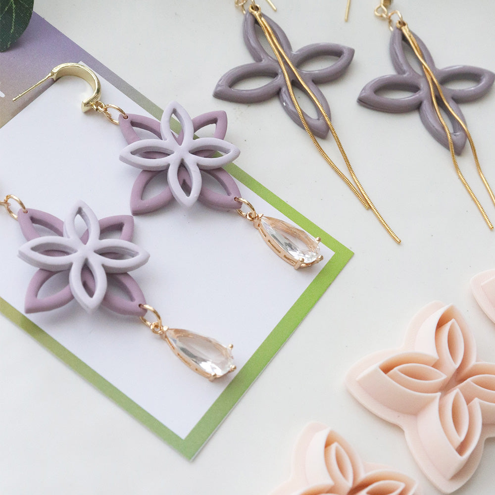 Polymer Clay Flower Cutter Set – Layered Petal Shape for Earrings Jewelry Making