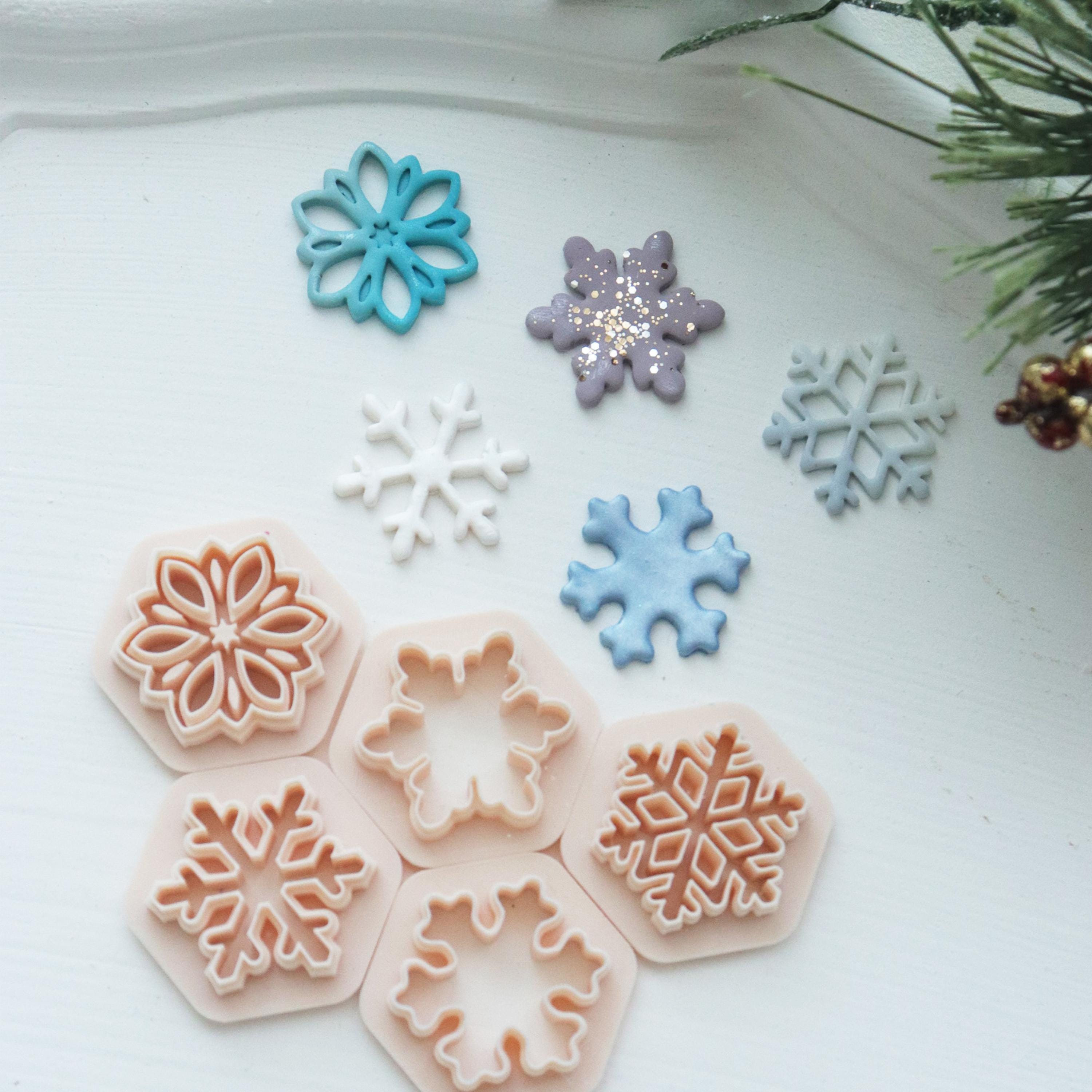 Snowflake Polymer Clay Cutter Set – Winter Christmas Clay Earring Mold for DIY Jewelry Making