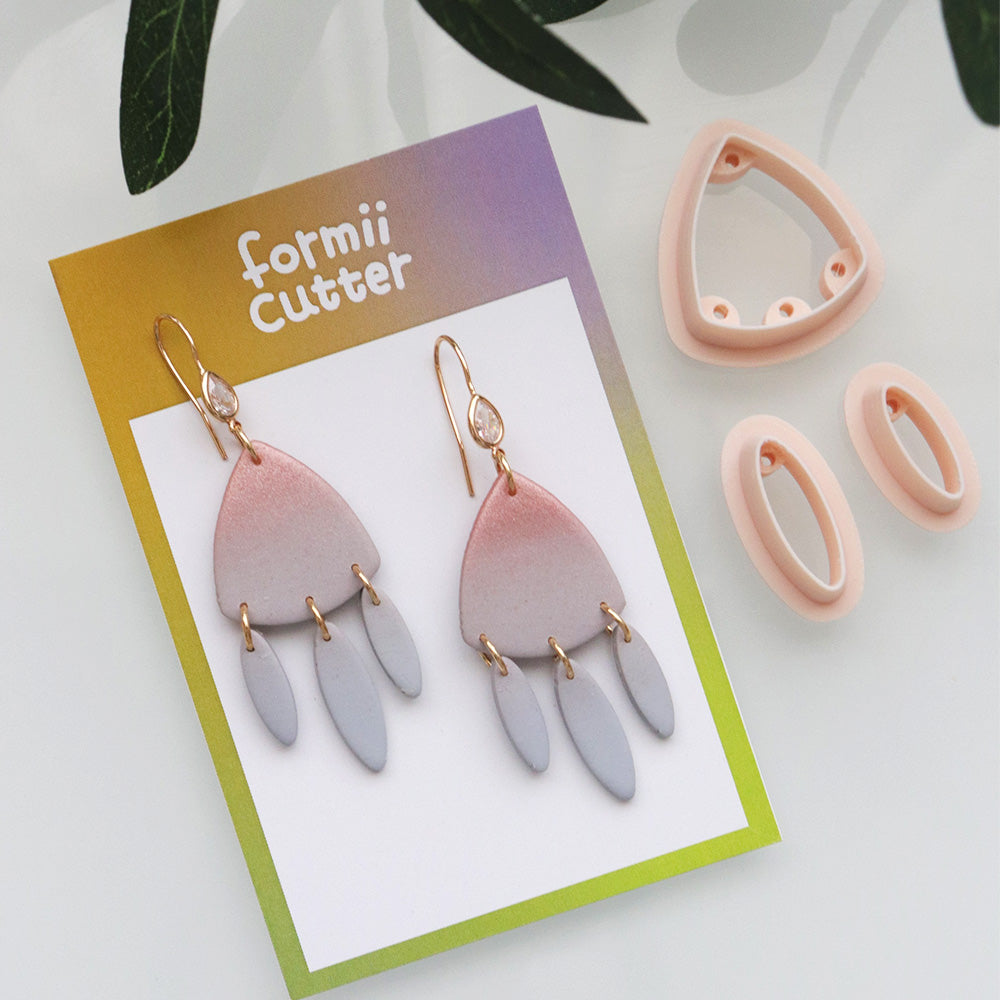 Drop Shape Polymer Clay Cutter Set with Hole Guides | Dangle Earring Cutter | Teardrop Clay Mold | Polymer Clay Tools