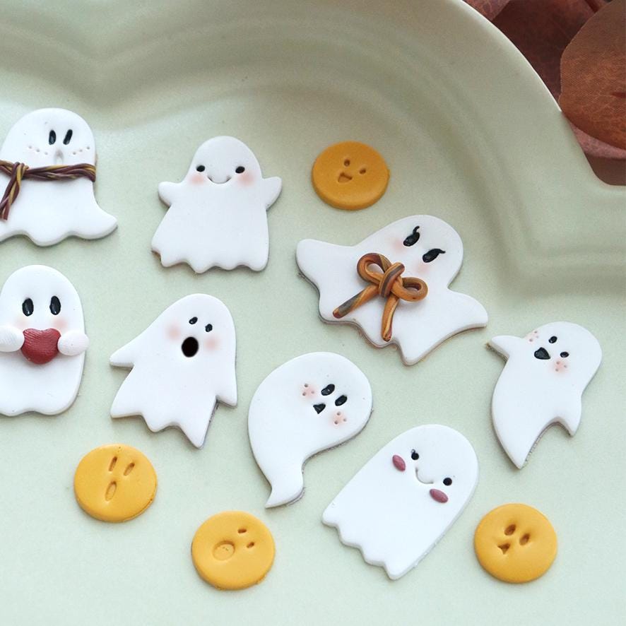 Ghost Polymer Clay Cutter Set: Halloween Earring Face Stamps