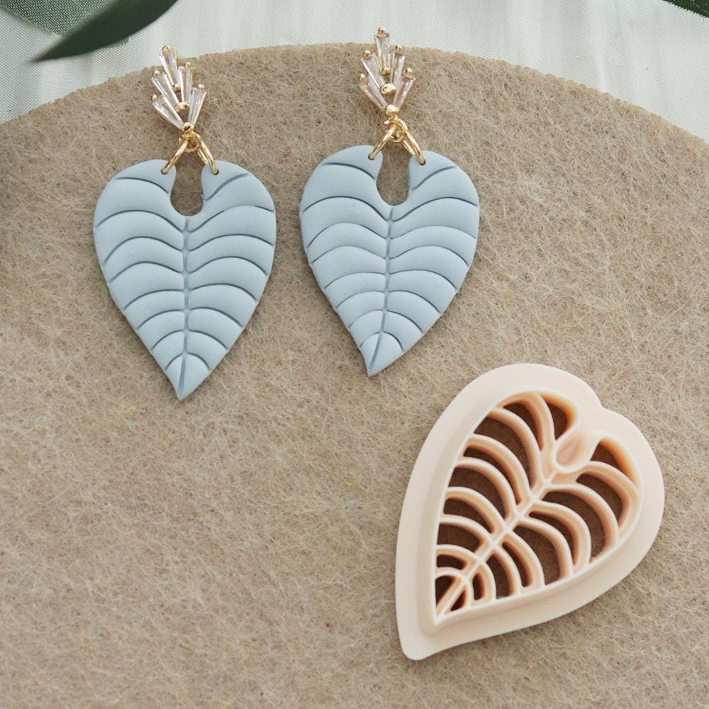 Heart Leaf Clay Cutter Set | Tropical Plant Mold for Polymer Clay Jewelry & Art