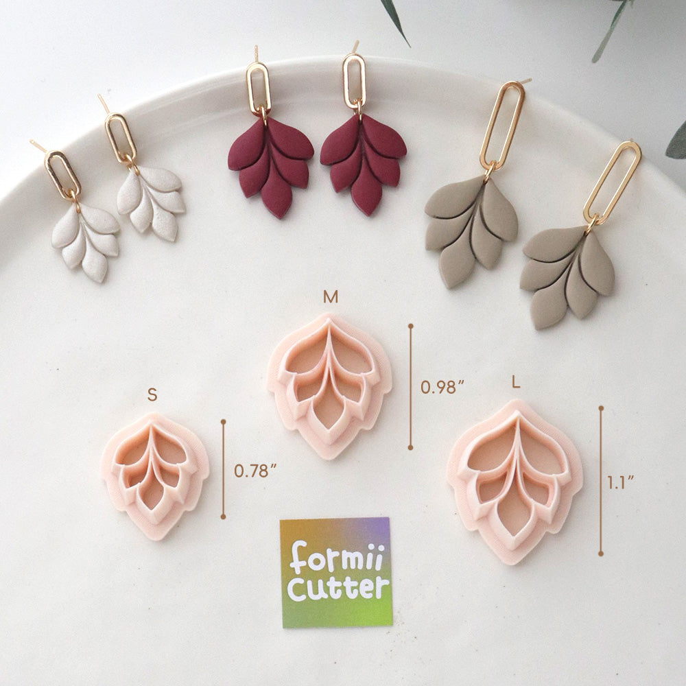 Layered Leaf Polymer Clay Cutter Set Leaf Petal Shape Clay Tool for Earrings Jewelry Making