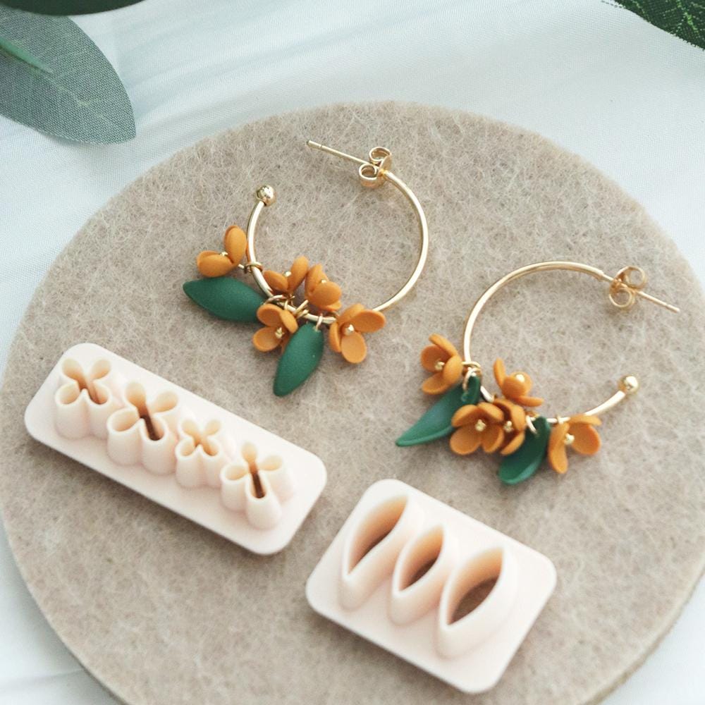 Flower and Leaf Clay Cutter Set | Polymer Clay Mold for Earrings, Charms & DIY Crafts