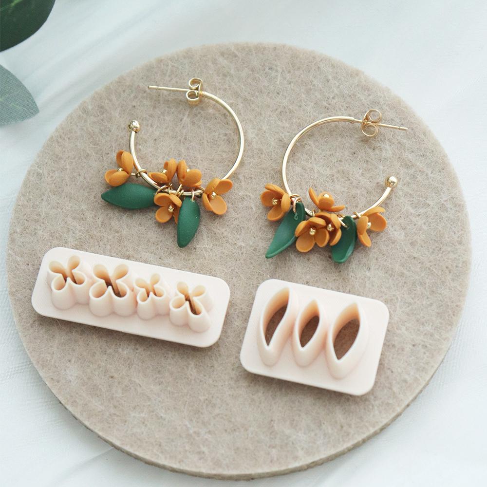 Flower and Leaf Clay Cutter Set | Polymer Clay Mold for Earrings, Charms & DIY Crafts