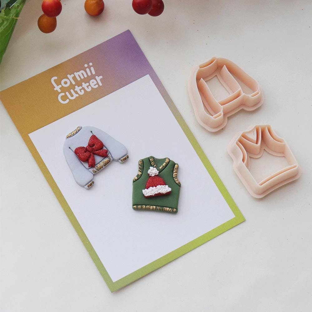 Christmas Sweater Polymer Clay Cutter – Holiday Vest Jumper Clay Tools for Earrings and Crafts