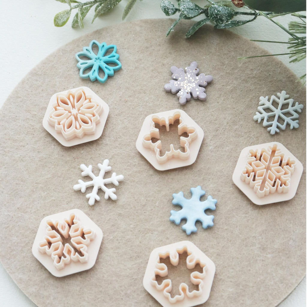 Snowflake Polymer Clay Cutter Set – Winter Christmas Clay Earring Mold for DIY Jewelry Making