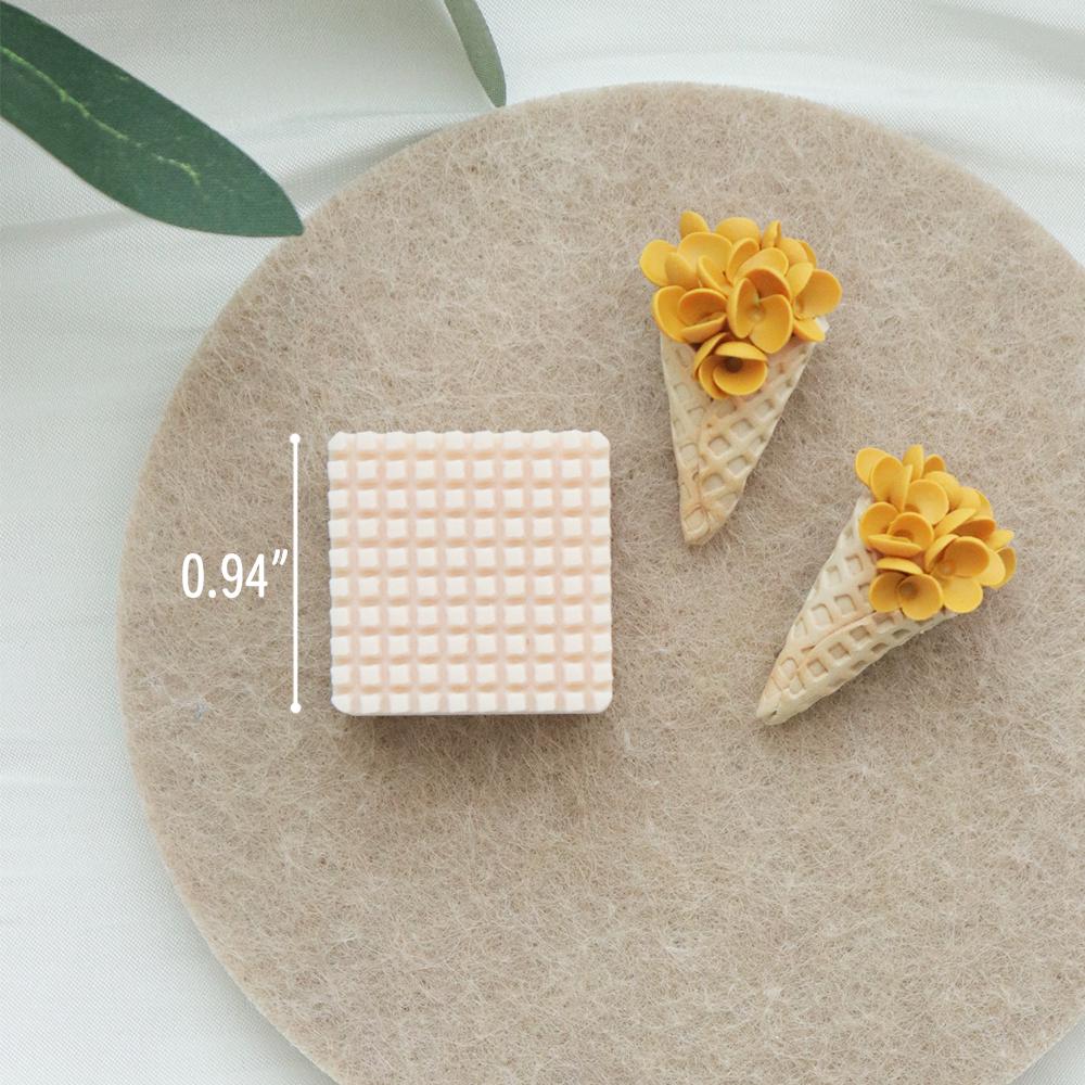 Waffle Cone Texture Mold: Grid Pattern Polymer Clay Stamp