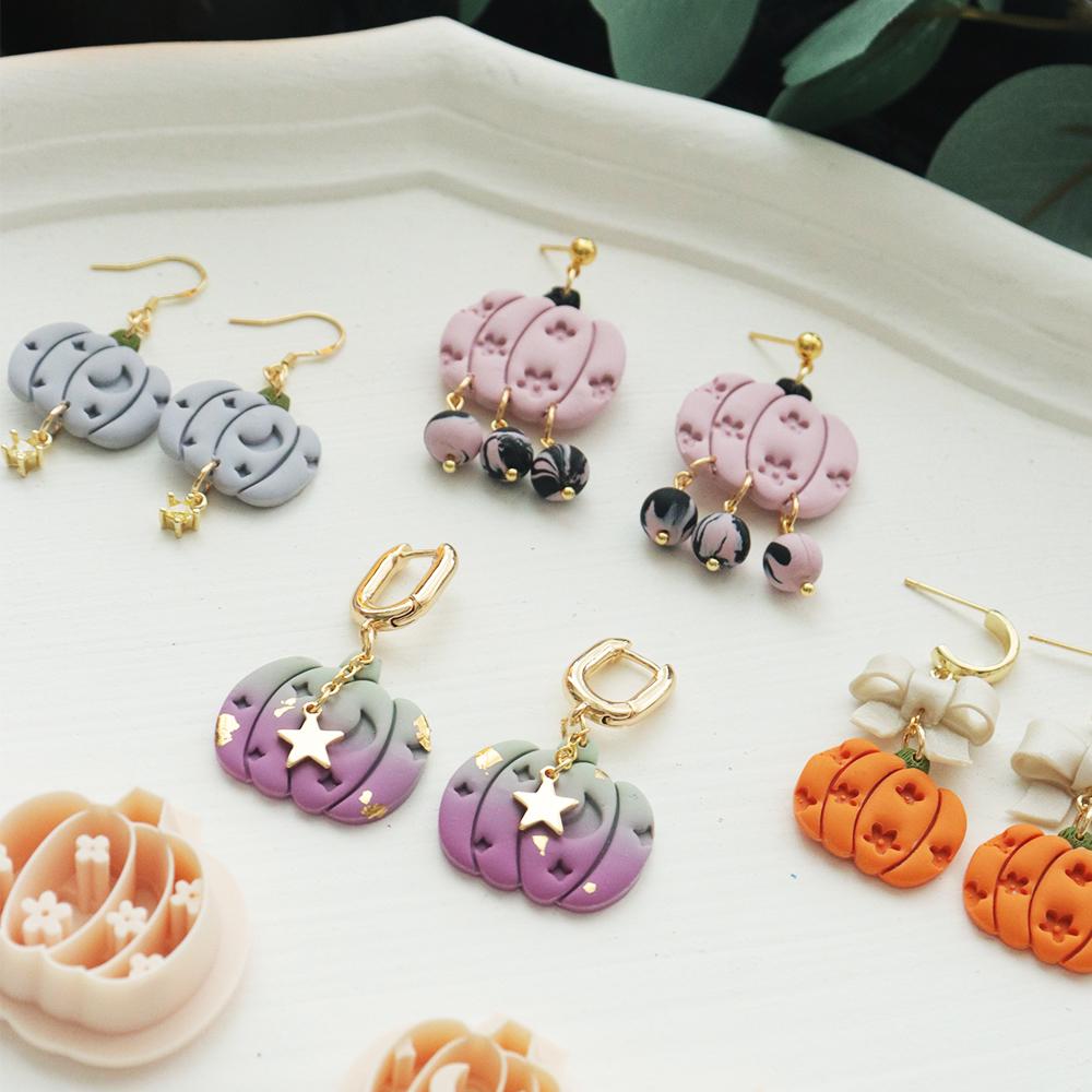 Pumpkin Polymer Clay Cutter Set for Halloween Earrings and Fall Jewelry Making