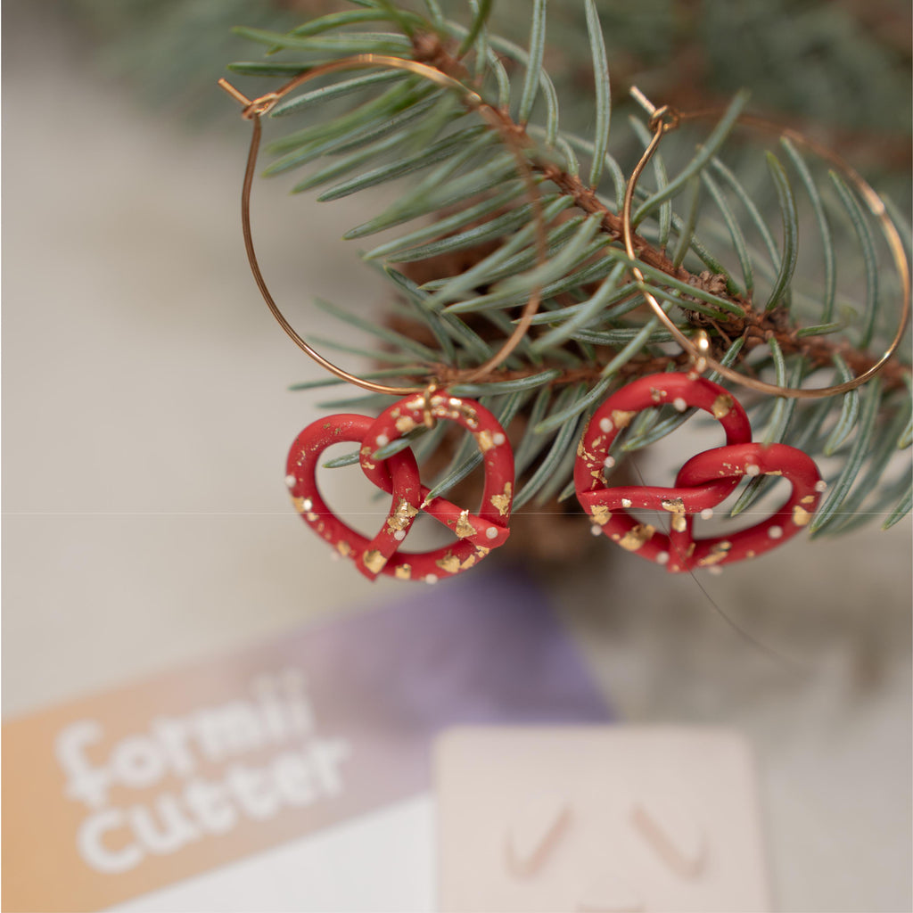 Pretzel polymer clay cutter for earrings and jewelry making – amusement park snack design tool