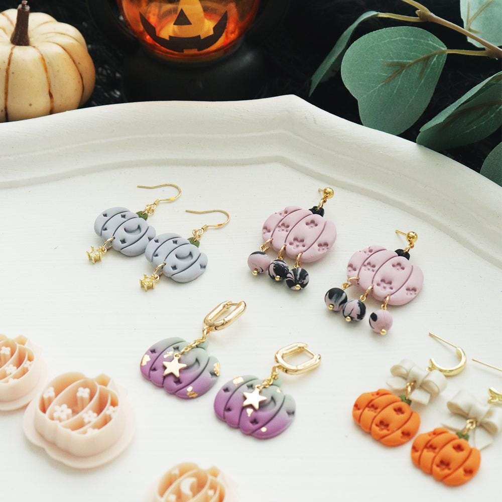 Pumpkin Polymer Clay Cutter Set for Halloween Earrings and Fall Jewelry Making