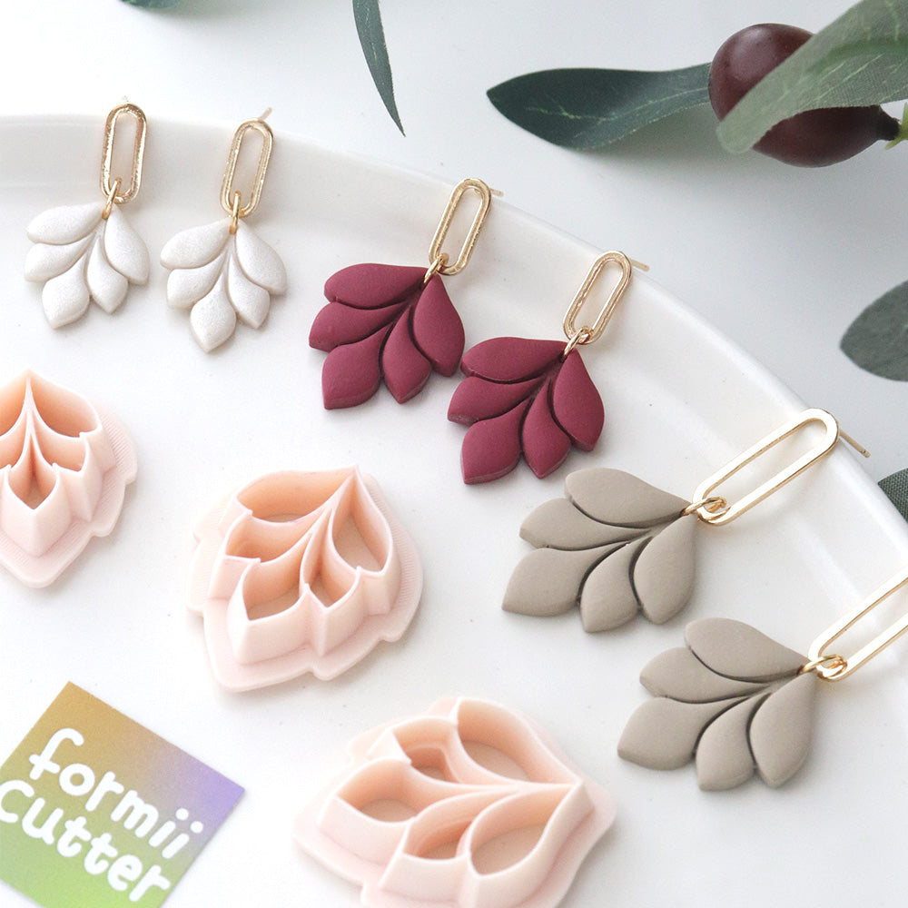 Layered Leaf Polymer Clay Cutter Set Leaf Petal Shape Clay Tool for Earrings Jewelry Making