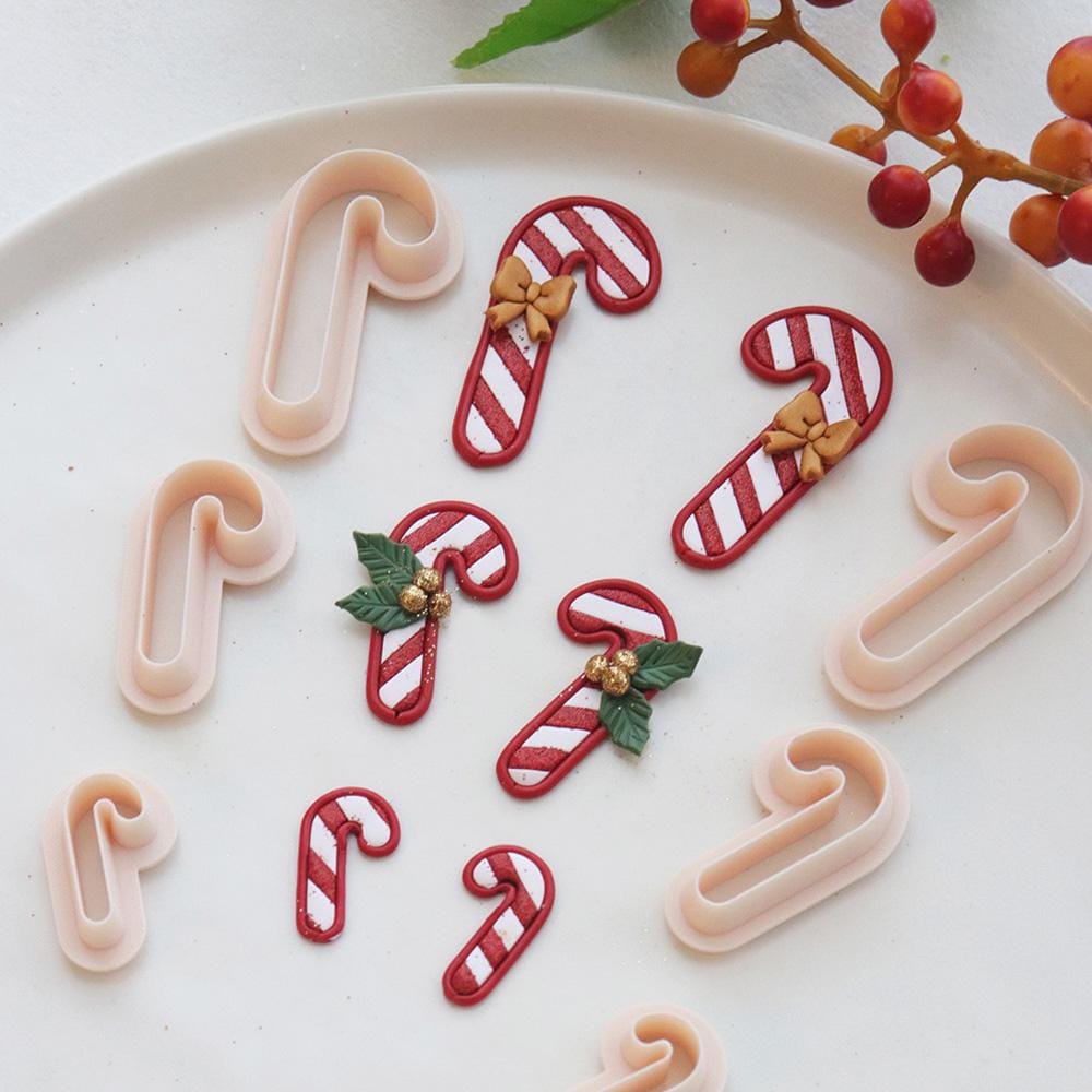 Candy Cane Polymer Clay Cutter – Christmas Clay Tool for Earrings, Charms & Holiday Crafts
