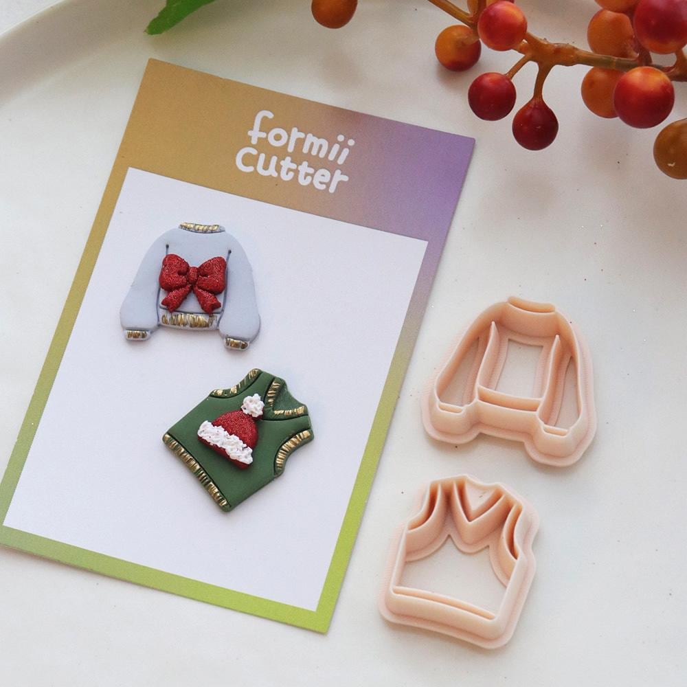 Christmas Sweater Polymer Clay Cutter – Holiday Vest Jumper Clay Tools for Earrings and Crafts