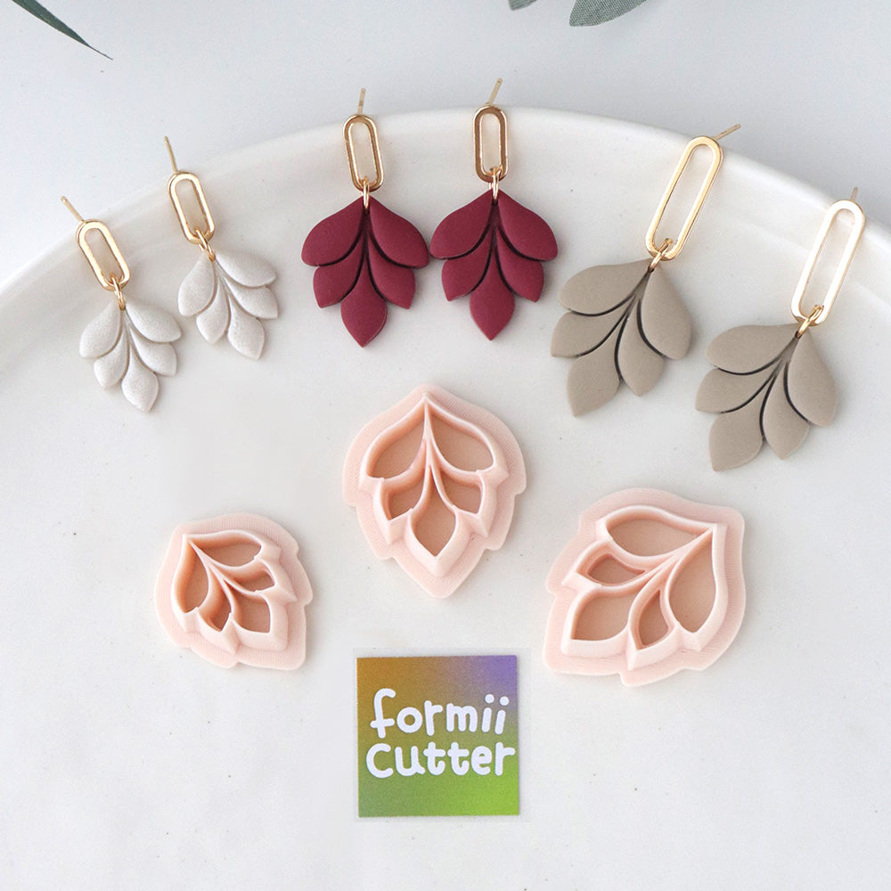 Layered Leaf Polymer Clay Cutter Set Leaf Petal Shape Clay Tool for Earrings Jewelry Making