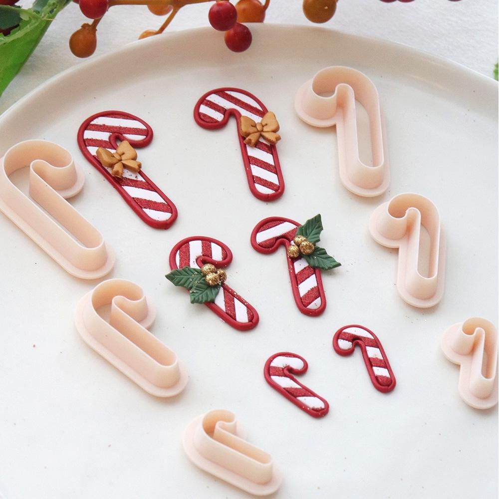 Candy Cane Polymer Clay Cutter – Christmas Clay Tool for Earrings, Charms & Holiday Crafts