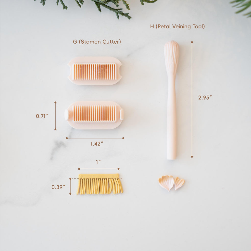 Polymer Clay Flower Making Kit • Petal Cutters, Veiner & Stamen Tools