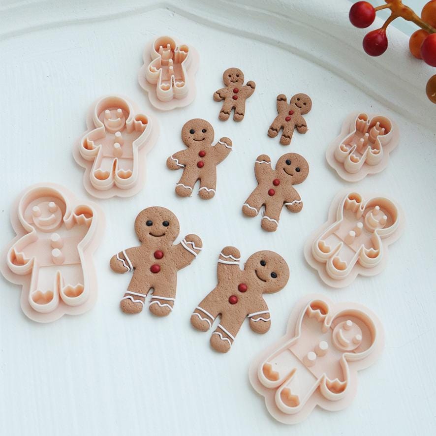 Gingerbread Man Polymer Clay Cutter Set for Christmas Earrings and Holiday Jewelry Making