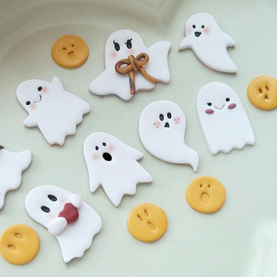 Ghost Polymer Clay Cutter Set: Halloween Earring Face Stamps