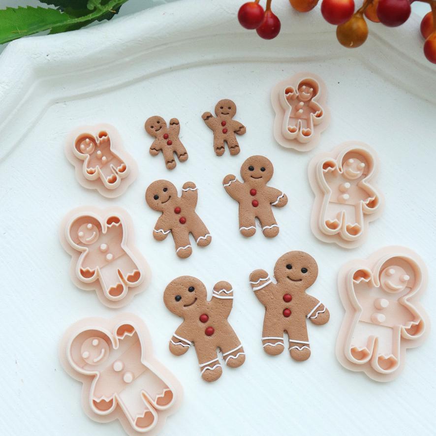 Gingerbread Man Polymer Clay Cutter Set for Christmas Earrings and Holiday Jewelry Making