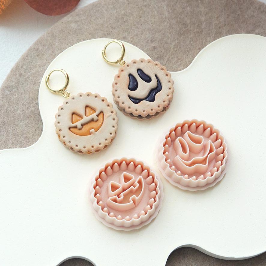Pumpkin & Ghost Cookie Cutter Set: Halloween Polymer Clay Earring Molds