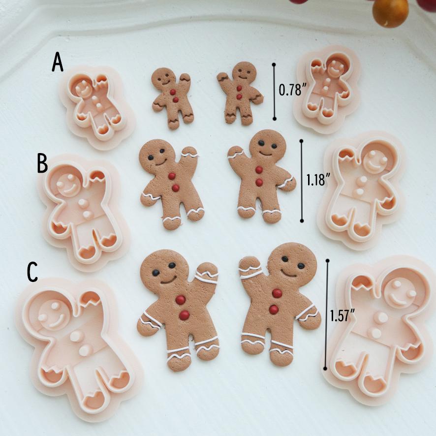 Gingerbread Man Polymer Clay Cutter Set for Christmas Earrings and Holiday Jewelry Making