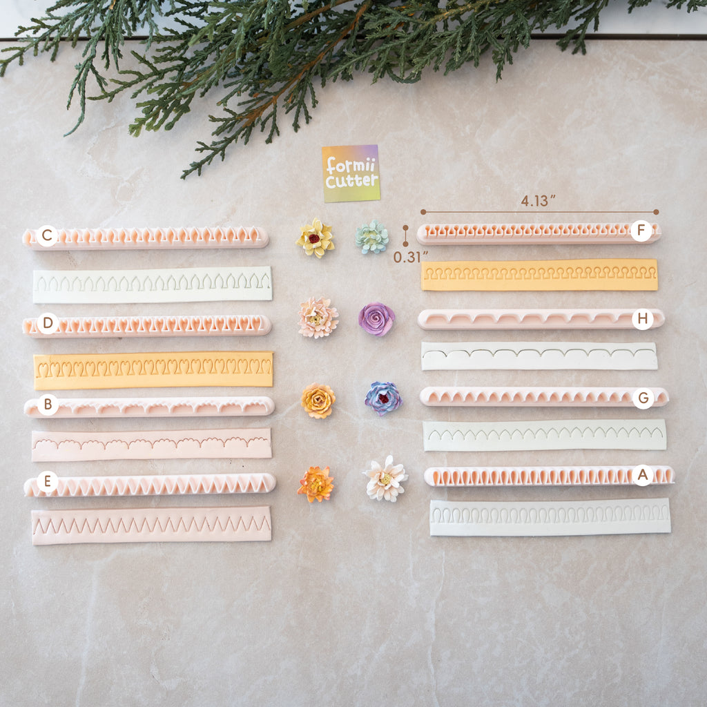 Polymer Clay Border Cutter | 24 Decorative Styles for Earrings 4.13” Strip