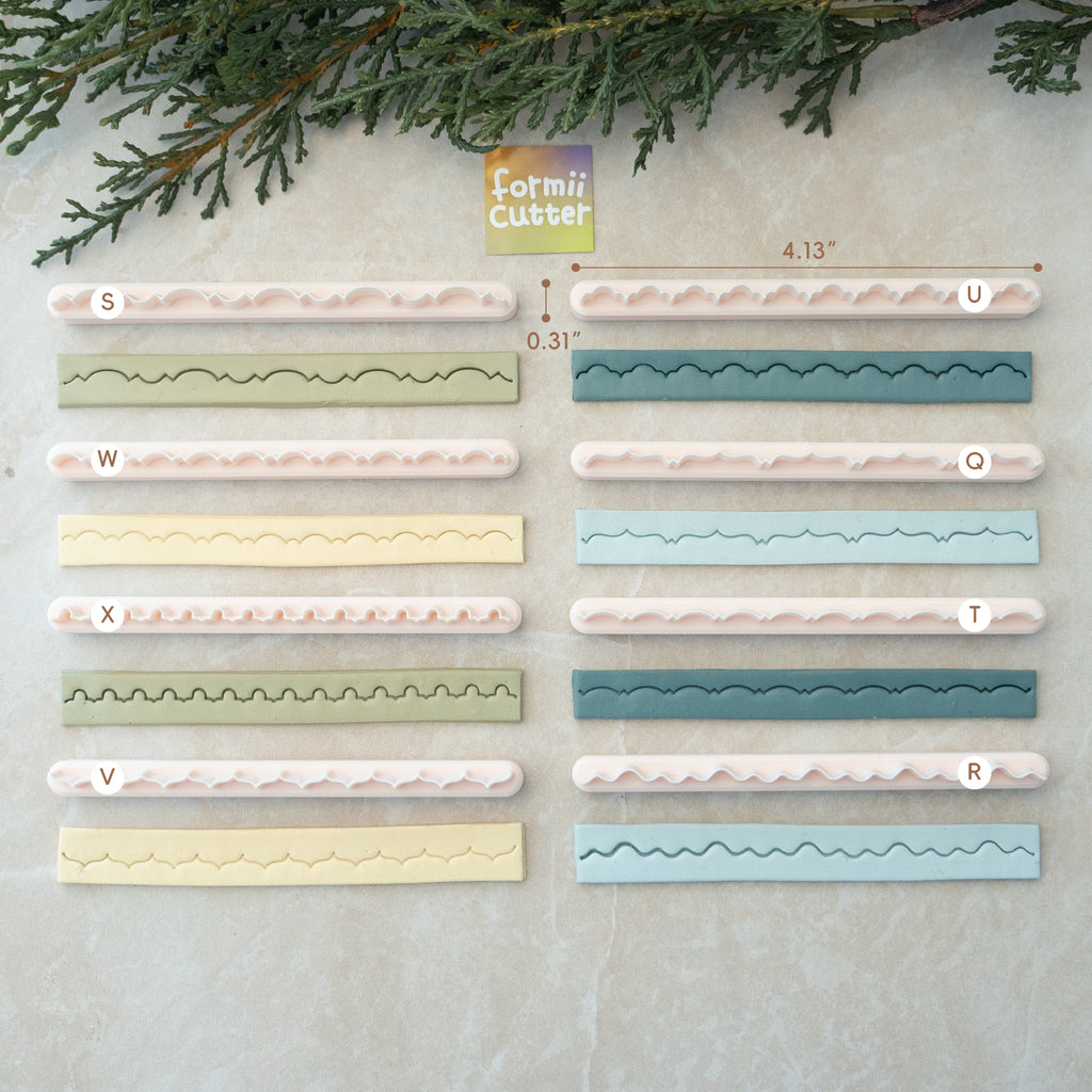 Polymer Clay Border Cutter | 24 Decorative Styles for Earrings 4.13” Strip