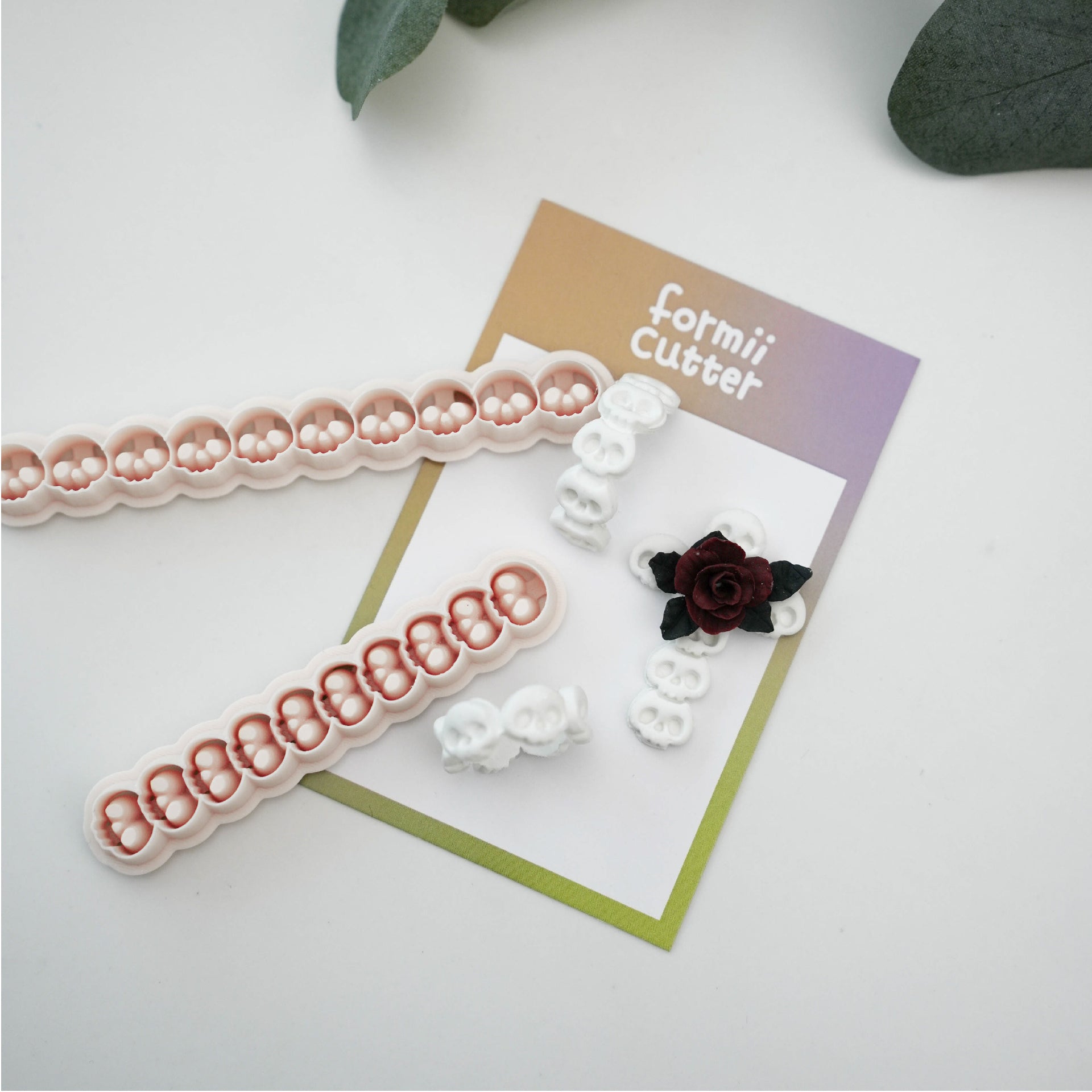 Continuous skull strip cutters for gothic polymer clay jewelry