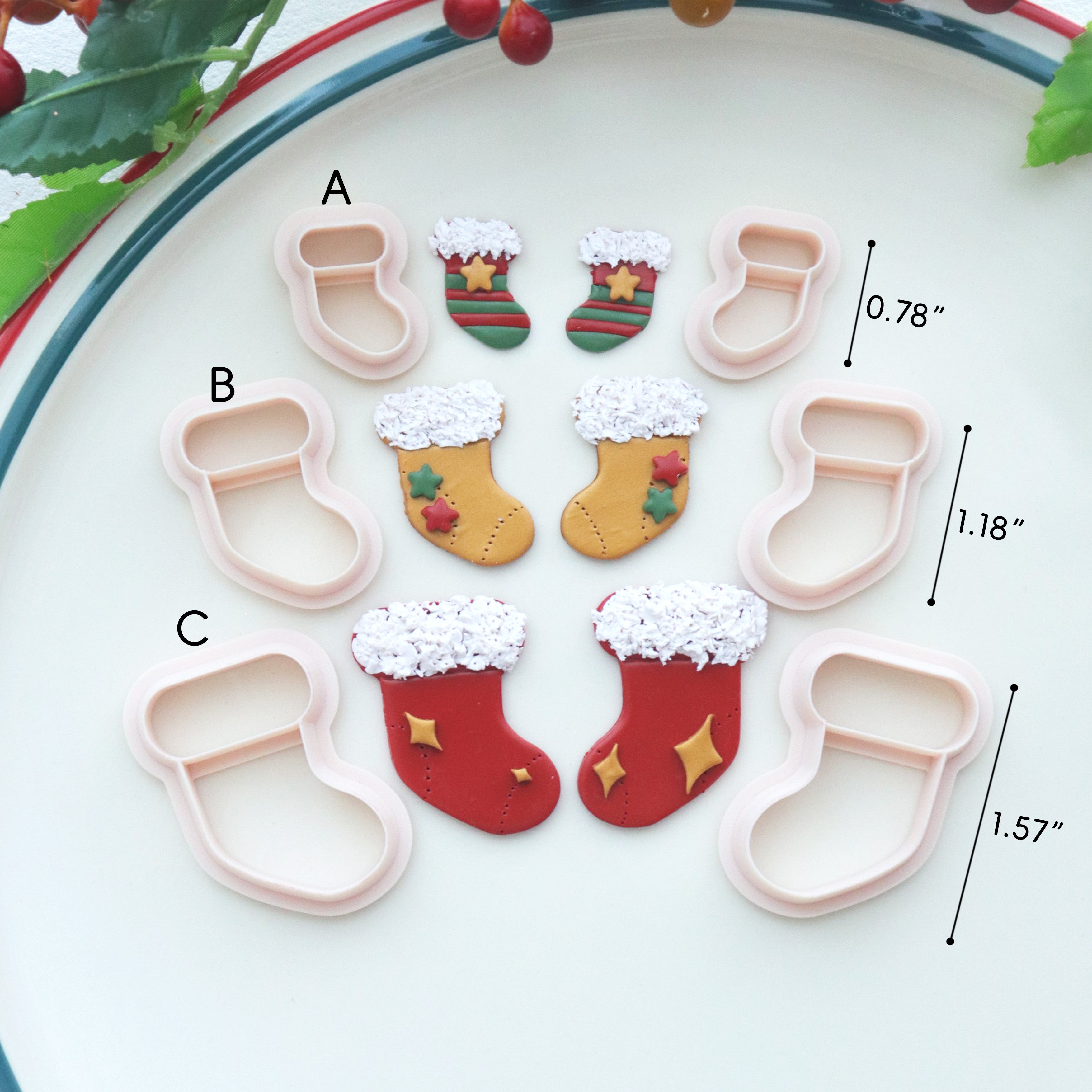 Christmas Stocking Polymer Clay Cutter Set: Holiday DIY Jewelry Mold