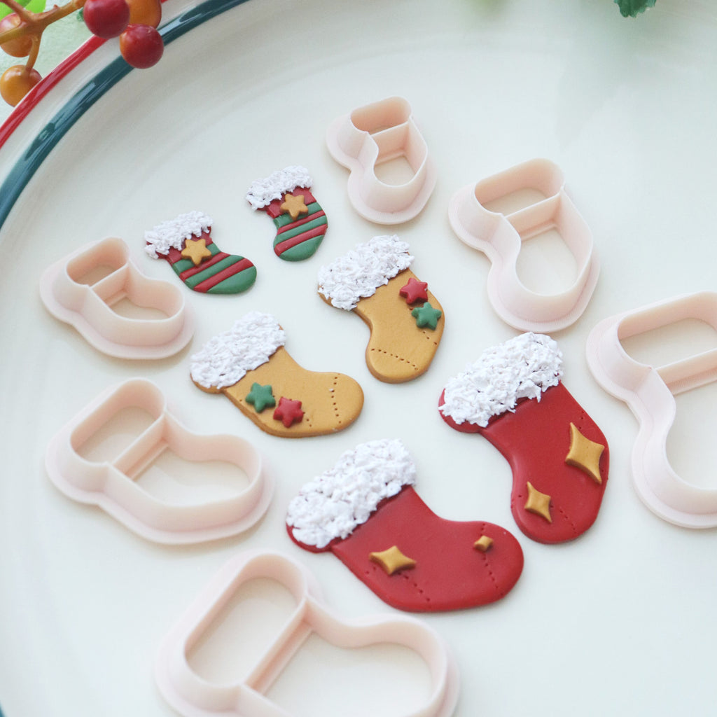 Christmas Stocking Polymer Clay Cutter Set: Holiday DIY Jewelry Mold