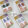 Christmas Clay Cutters for Earrings, Mugs, Gifts and Trees: labeled design and size chart