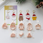 Christmas Character Clay Cutters, Santa, Mrs Claus, Gingerbread, Snowman and Star: labeled design and size chart