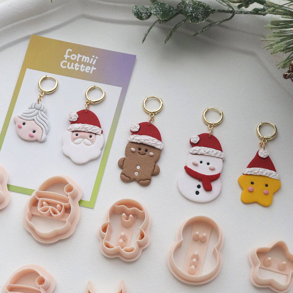 Christmas Character Clay Cutters, Santa, Mrs Claus, Gingerbread, Snowman and Star: product details and finished project examples, view 5